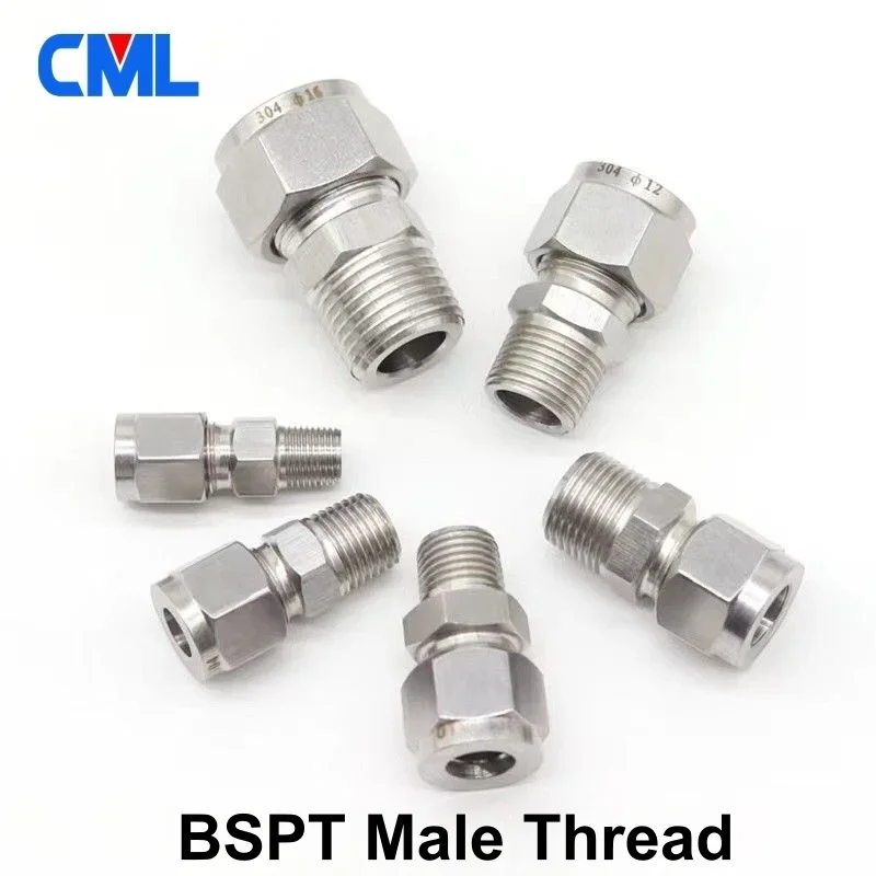 

SS 304 Stainless Steel Double Ferrule Compression Connector 6mm 8mm 10mm 12mm Tube to 1/8" 1/4" 3/8" 1/2" Male BSP Pipe Fittings