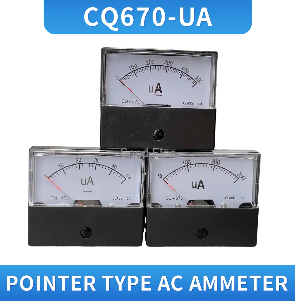 DC DH670-UA  50UA 100UA  200UA 300UA 500UA Analog Current Panel Meter Ampere Ammeter