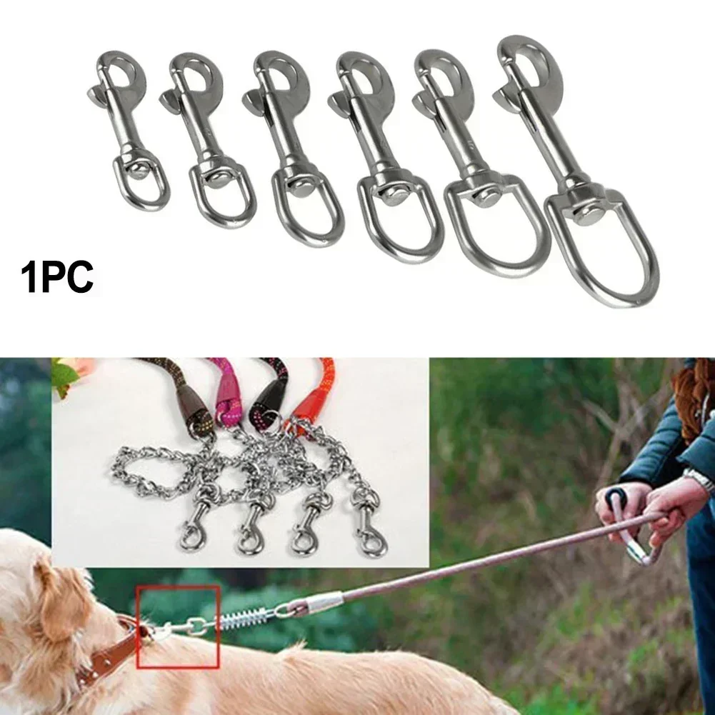 1pcs Stainless Steel Swivel Eye Bolts Snap Spring Hook 360 Degrees Suitable For Scuba Diving Pet Leash Flag Practical Hook Parts