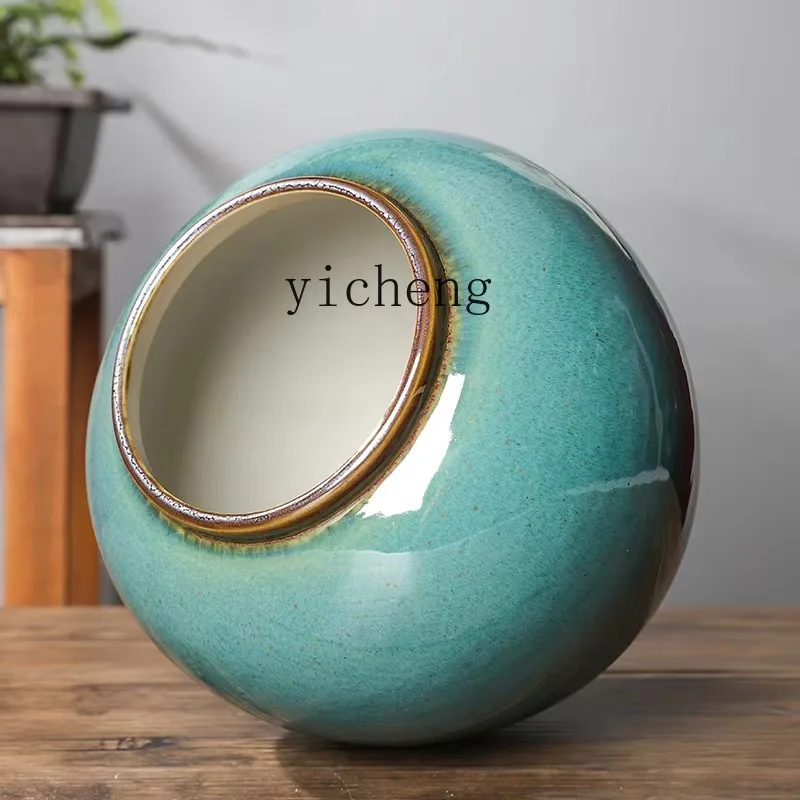 HP-25  Modern New Chinese Style Flower Arrangement Zen Living Room Entrance Decoration Three-Piece Set Green Apple Vase