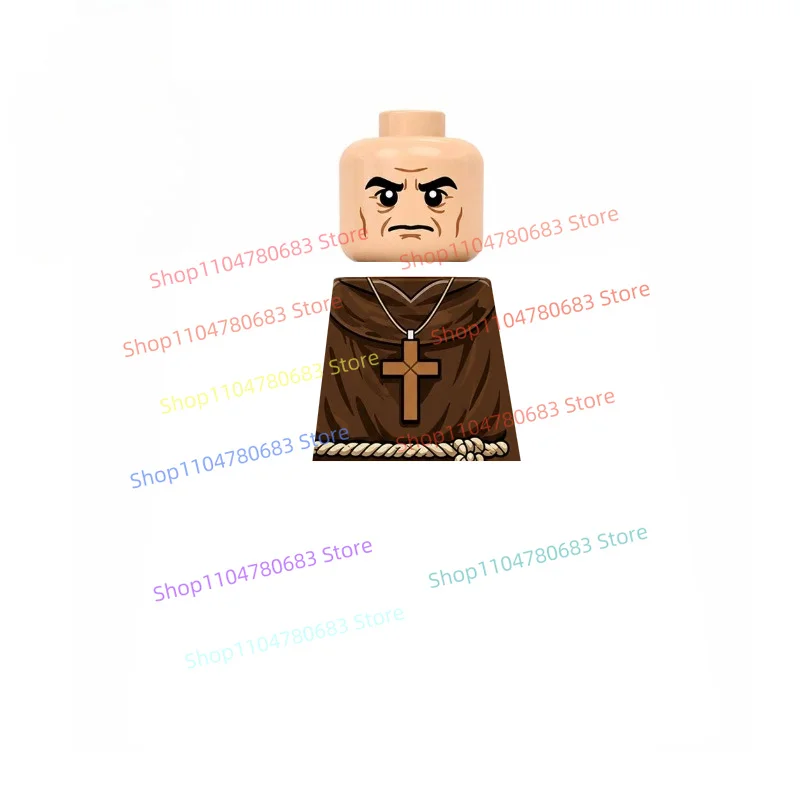 Image of Neue MOC-Minifigur, Mittelalterlicher Mönchskloster-Geistlicher, Baustein-Sammlerstück, Deko-Spielzeug, Weihnachtsgeschenk