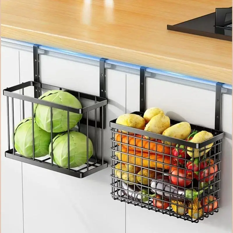 

Cabinet Door Storage Rack for Fruit and Vegetable Adjustable Heights Carbon Steel Basket Hanging Under Sink N2UD