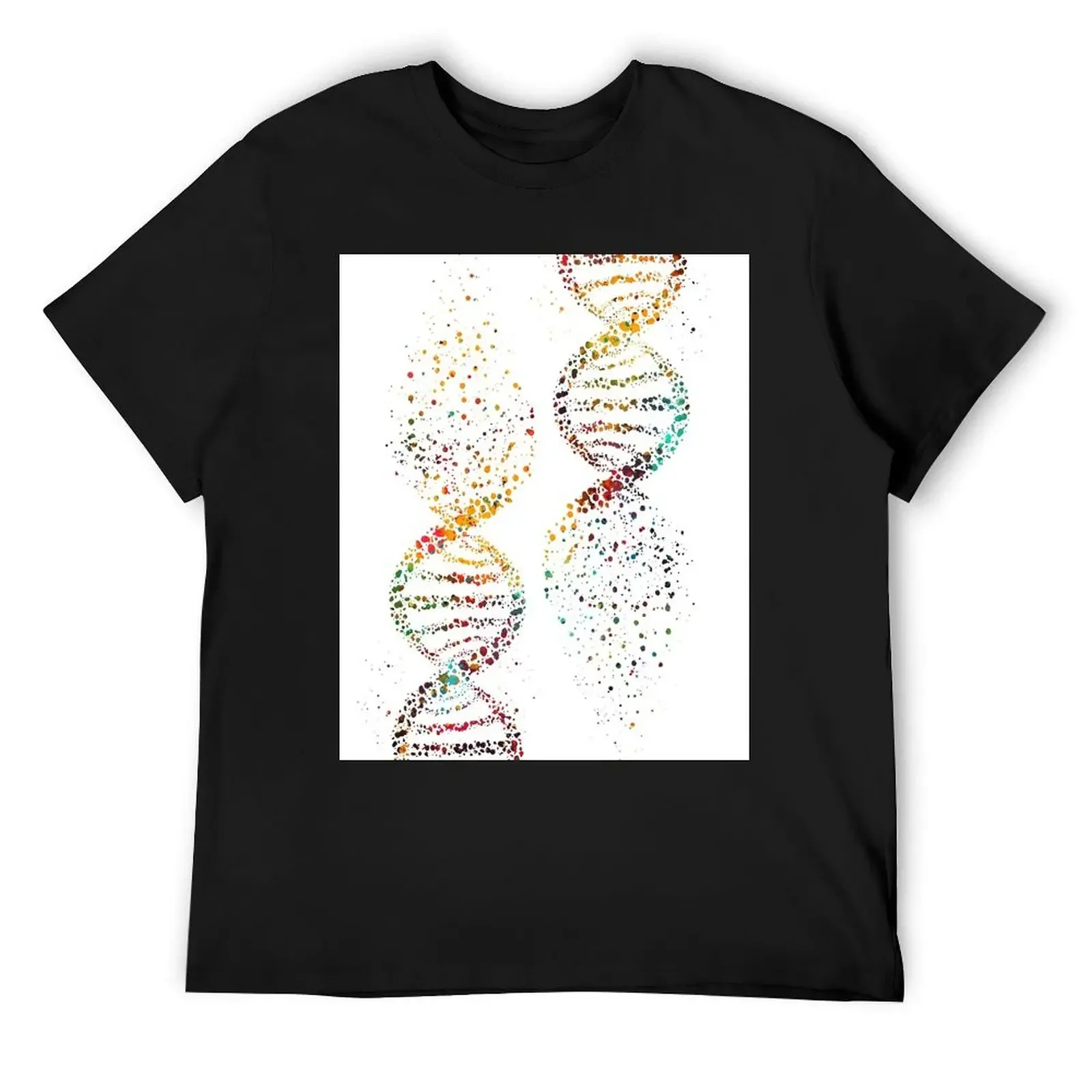 DNA, Watercolor Art,Dna double helix genetic T-Shirt man t shirt customs graphic shirts anime stuff plus size men clothing