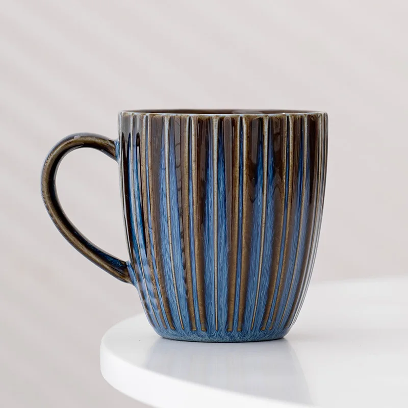 Starry sky blue petal ceramic mug high value couple cup female cute creative drinking cup household coffee cup