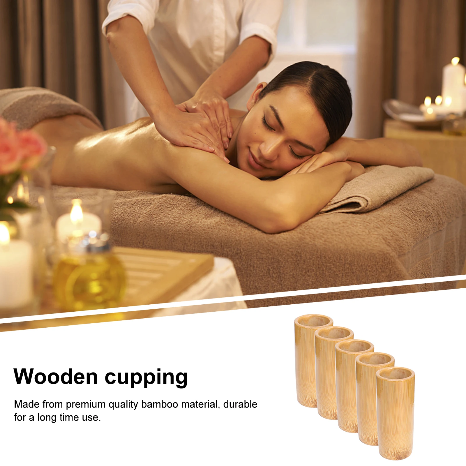 

5pcs Bamboo Cups Durable Carbonized Massage Therapy Tools Suction Jar Body Therapy Cupping Cup Care Gift