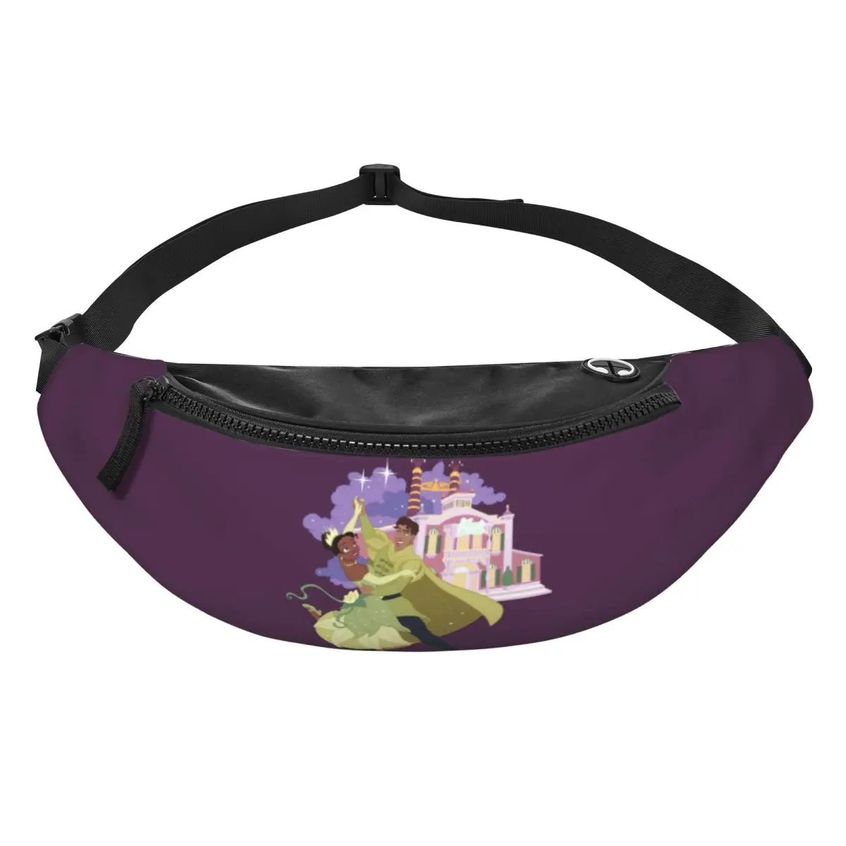 

Custom Fashion The Princess Cartoon And The Frog Fanny Pack for Cycling Camping Men Women Crossbody Waist Bag Phone Money Pouch