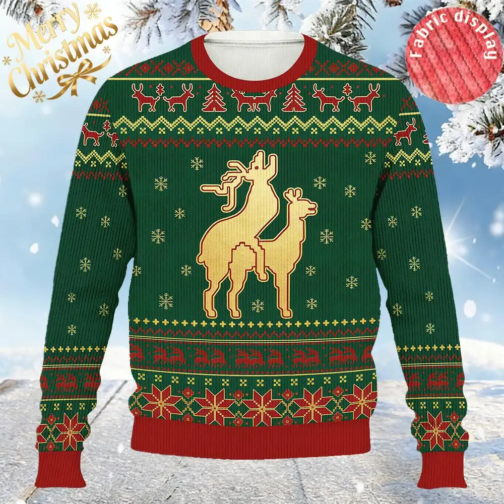 

Funny Christmas New Year's Ugly Sweater Men Women 3D Indecent Deer Print Sweatshirts New Festival Knitted Reindeer Party Jersey