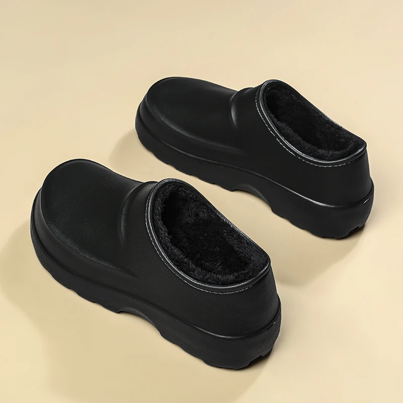 Couple's Solid Color Fleece-Lined Warm Cotton Shoes, Trendy and Fashionable, Versatile, Thick-Soled, Non-Slip, Wear-Resistant, Suitable for Daily Outings and Casual Wear