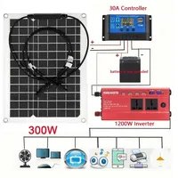 Solar Power System 300W Solar Panel 1200W Modified Sine Wave Inverter 12V To 220V 30A Charge Controller Solar Generator for Home