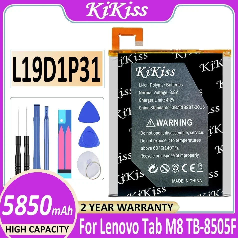 5850mAh KiKiss L19D1P31 Replacement Tablet Battery for Lenovo Tab M8 TB-8505F TB-8505M TB-8505N TB-8505I Batteries+ Free Tools