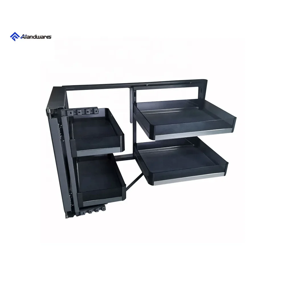 Modern Magic Corner Pantry Organizer Easy Installation Kitchen Furniture Tempered Glass Accessories Storage Cabinets Lazy Susan