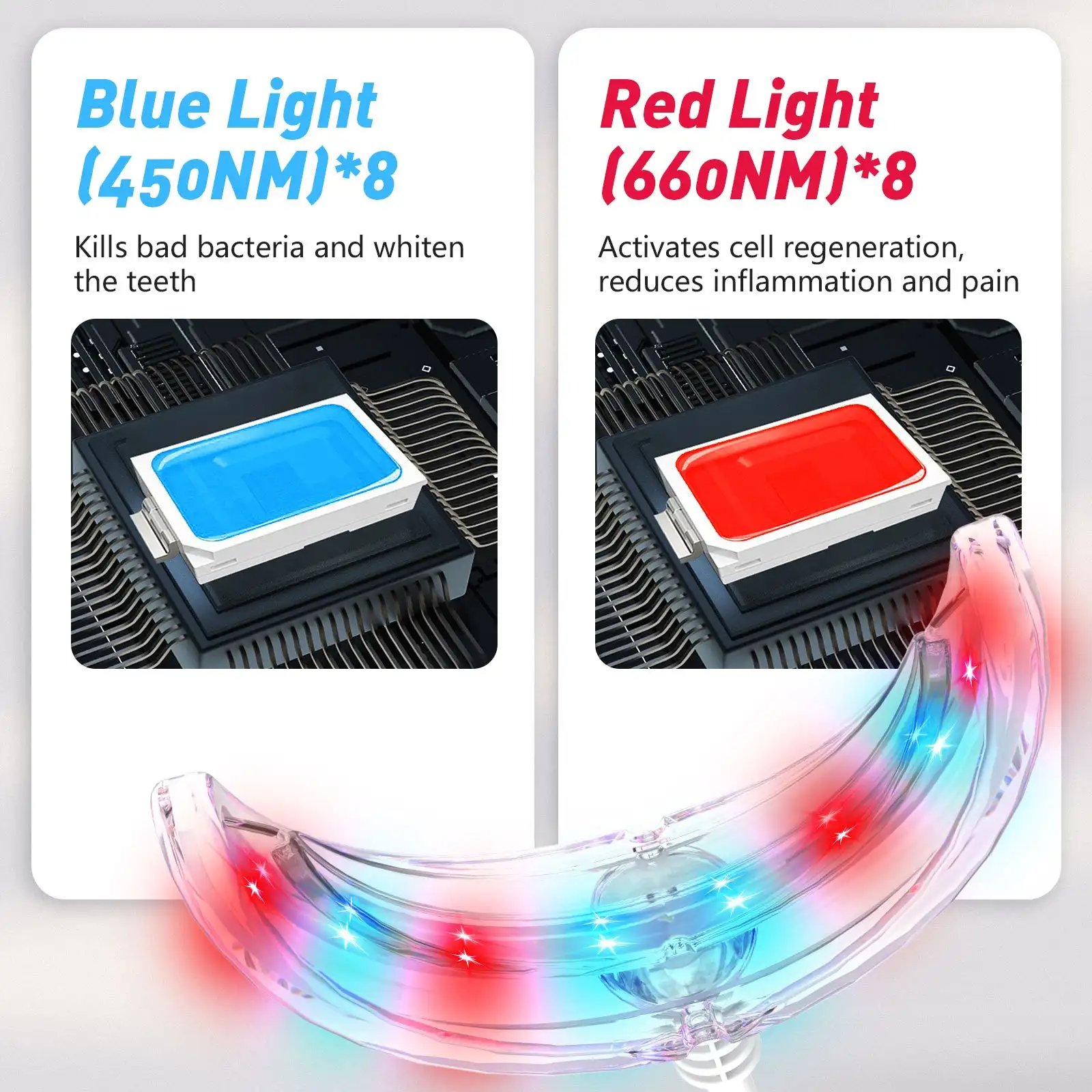 تبييض الأسنان مسرع مصباح الضوء الأزرق والأحمر LED صينية العناية بالفم شحن المحمول المحمولة الضوء البارد إزالة اصفرار الأسنان