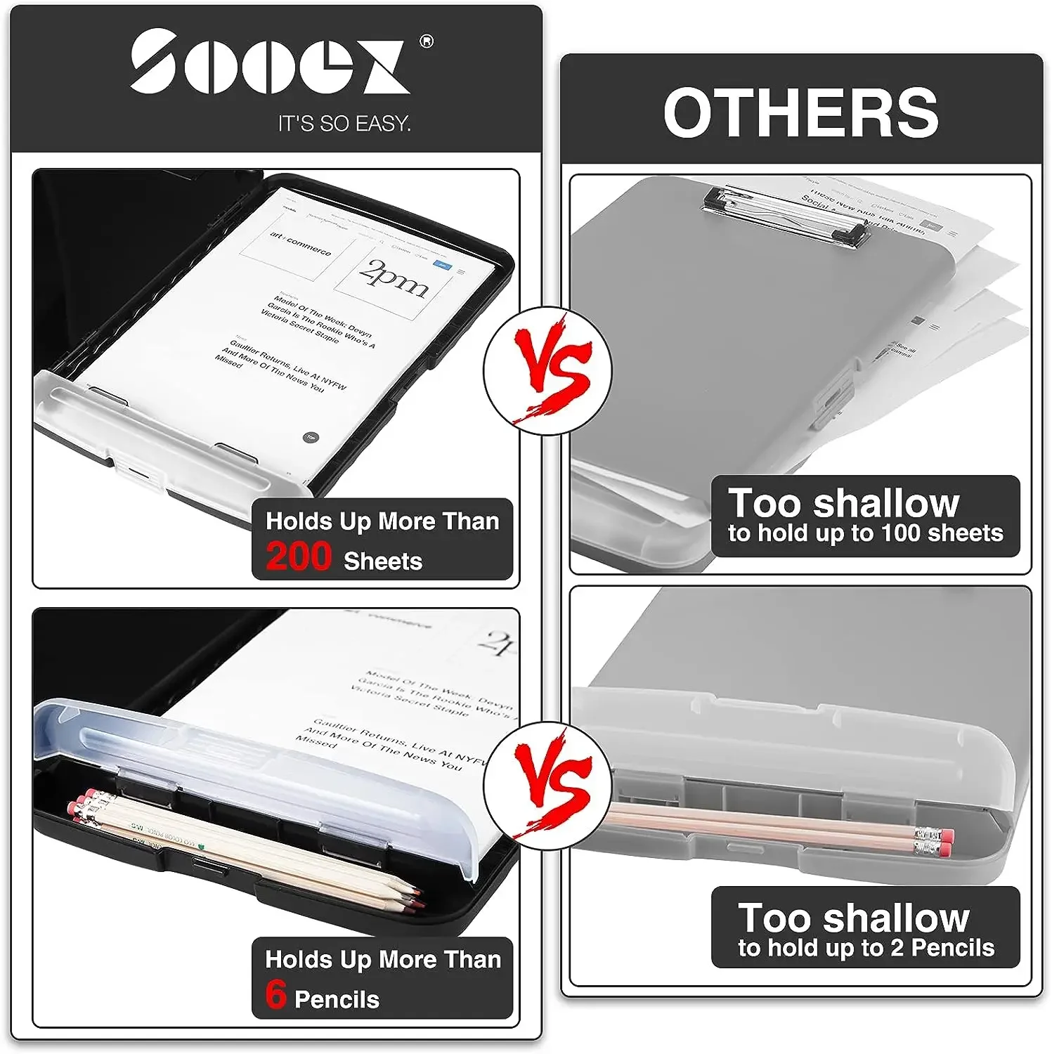 Clipboard With Storage 8.5 X11, A4 Plastic Clipboard Folder With Separate Pen Compartment Perfect For Paperwork, Nurse