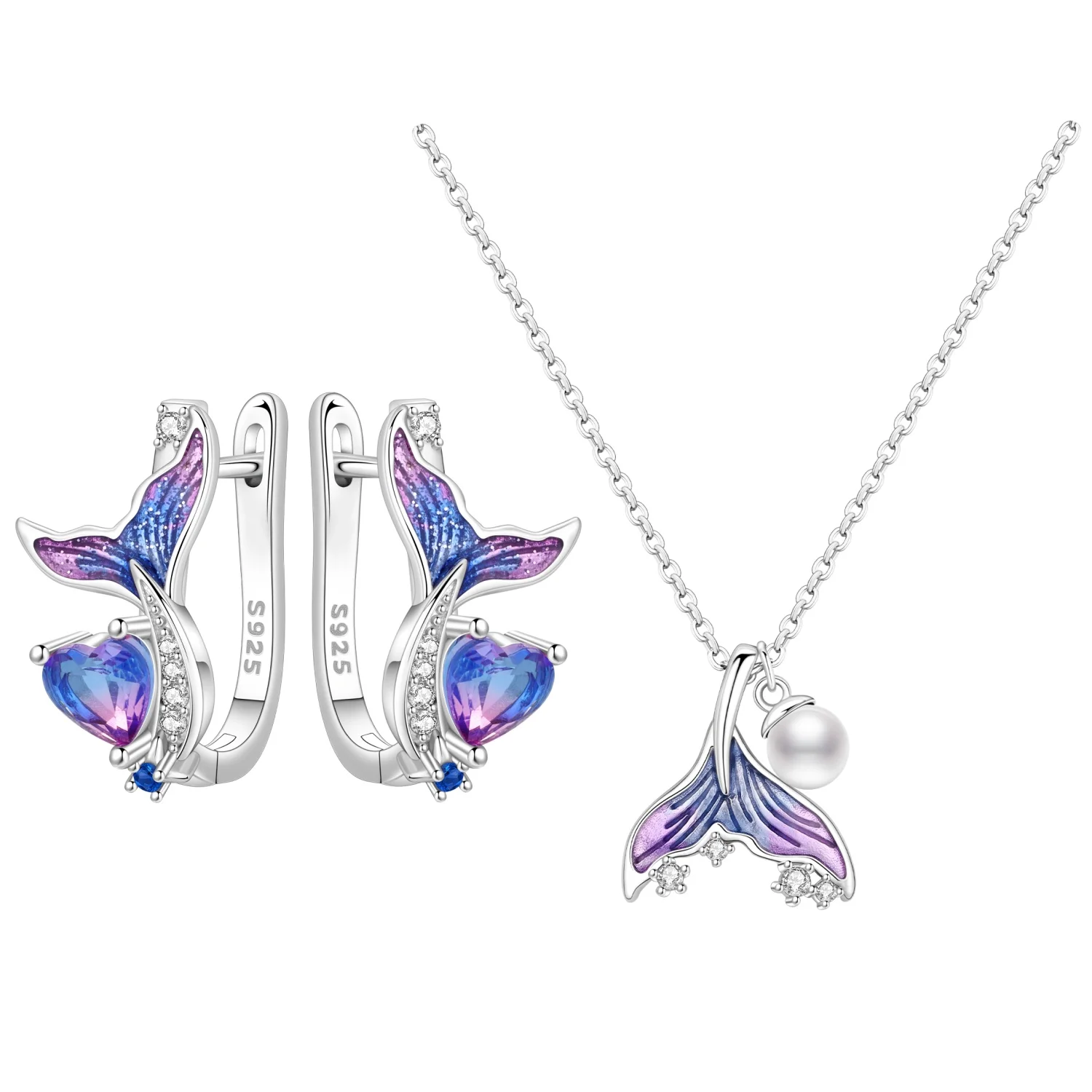 Orstarry S925 Sterling Silber Schmetterling-Blumen-Ohrringe und Halsketten-Set, Exquisites Herz-Hänge-Schmuckset für Damen, Party-Geschenk – Detail 22