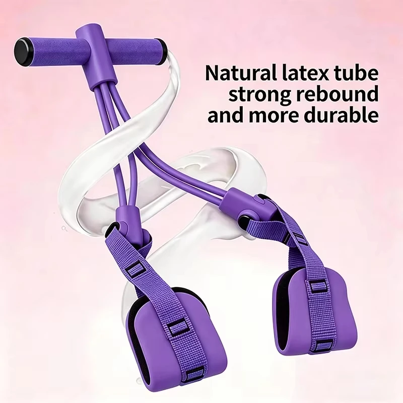 Home Fitness 4‑Tube Foot Pedal Resistance Elastic Exercise Rope Portable Abdominal Trainer for Yoga Sit‑Up Leg Arm Hip Workout