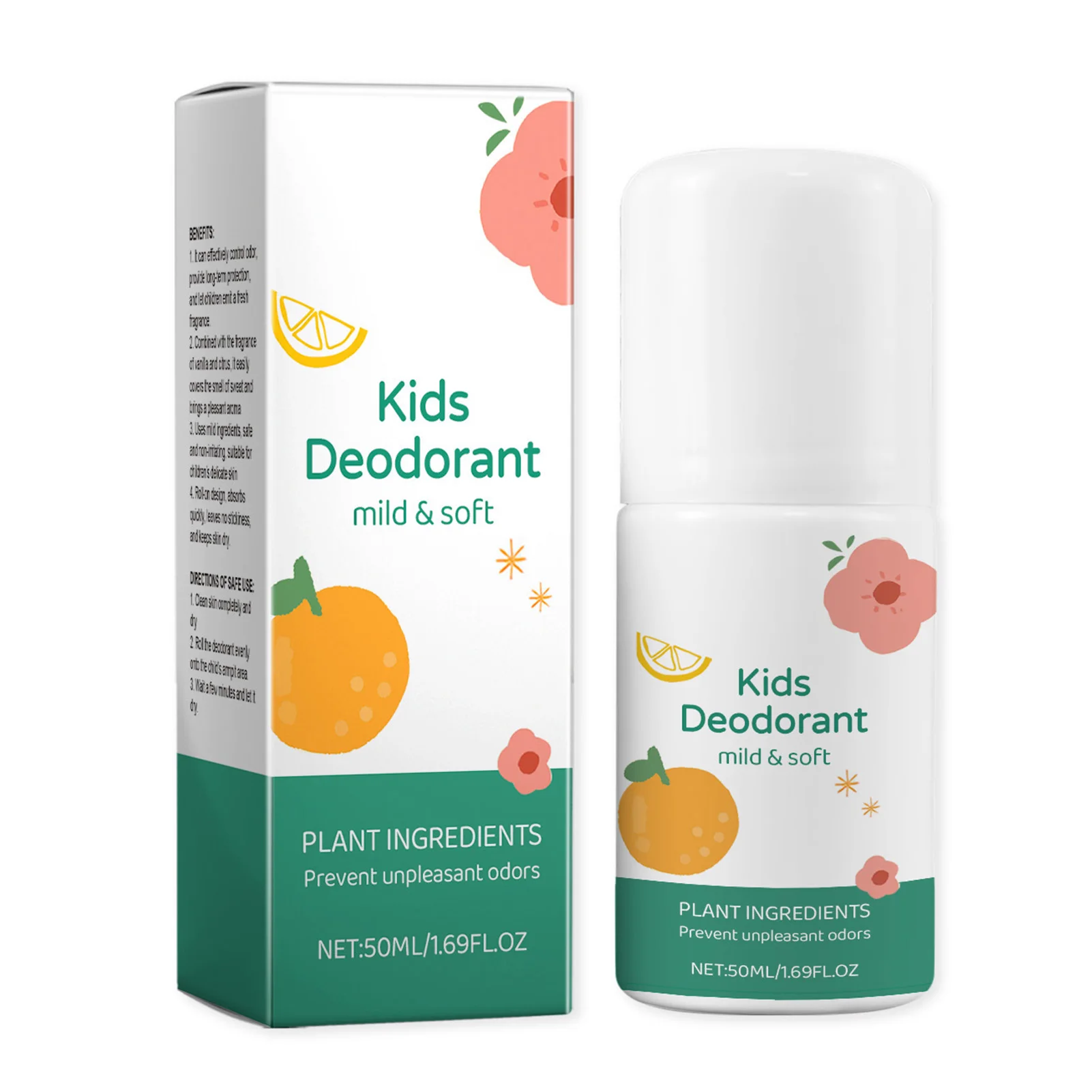 Desodorante roll-on infantil 50ml, ingredientes seguros, desodorante corporal para uso diário em viagens esportivas