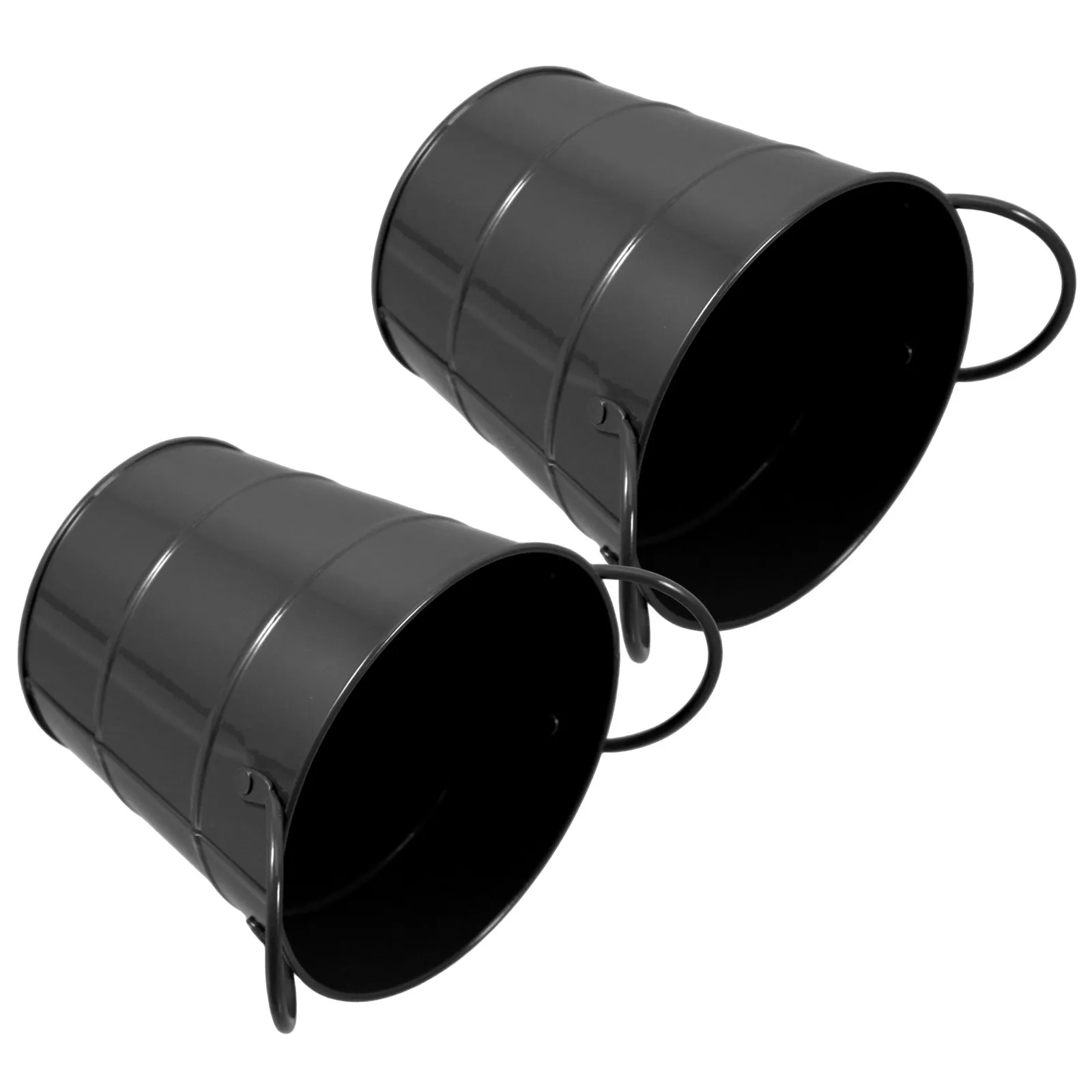 2Pcs Metal Desktop Trash Bin Small Office Paper Basket Pen Holder Mini Wastebasket Iron Bucket Desktop Garbage Can