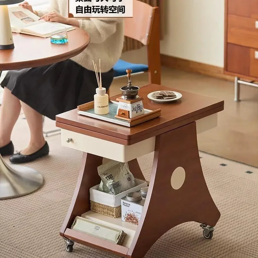 DSA Nordic mobile folding coffee table small apartment living room multi-functional storage side few trolley simple tea table