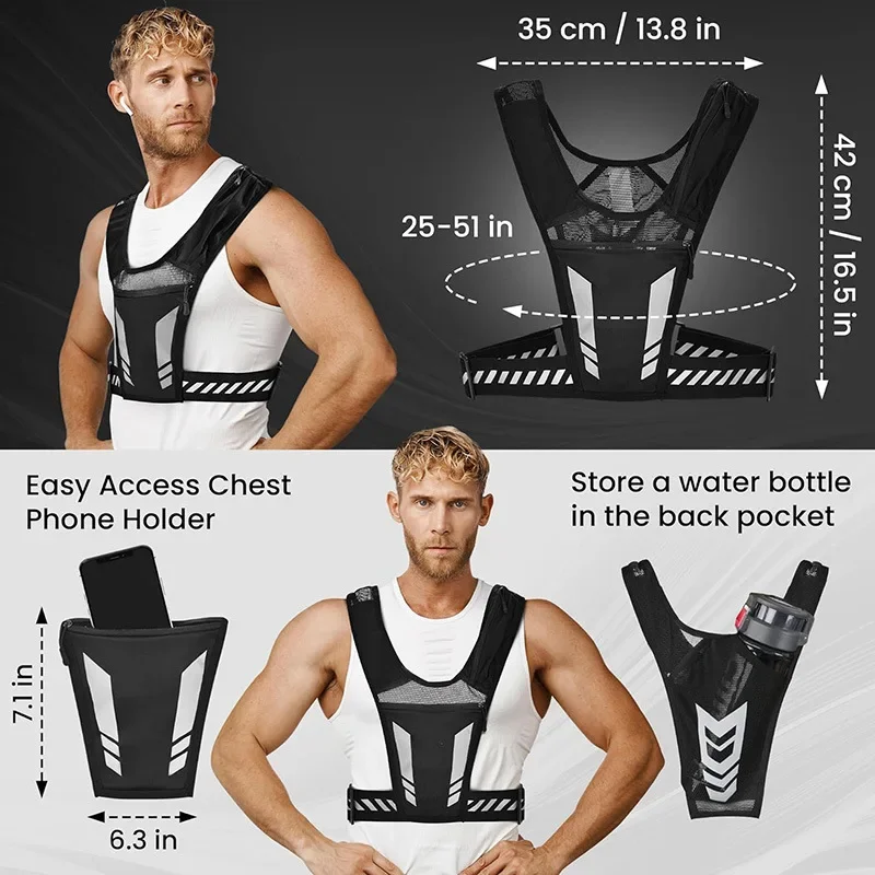 Sports Vest Reflective Running Breathable Chest Bag Running Cycling Mountaineering Sports Backpack Fitness Exercise Vest