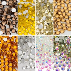 SS3-SS34 Top Quality Multi-color Glass Rhinestones Round Crystal Glitter Strass Flat Back Glue On Stones For Nail Art DIY