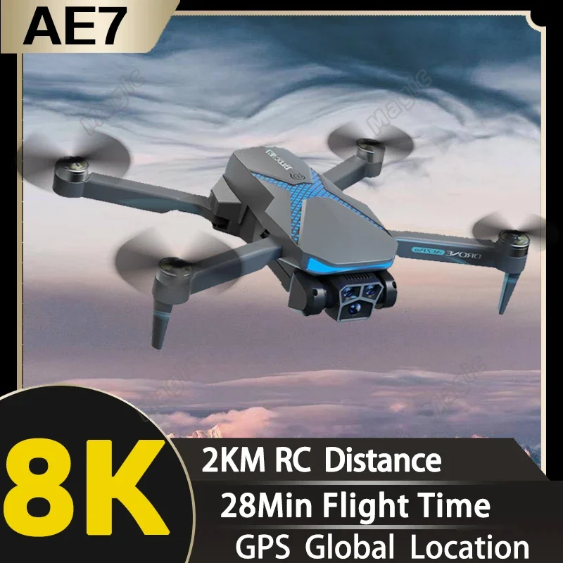 AE7 RC Drone 8K Professional HD Dual Camera FPV 2.4G WIFI Brushless Aerial Photography Laser Obstacle AvoidancesQuadcopter Toys