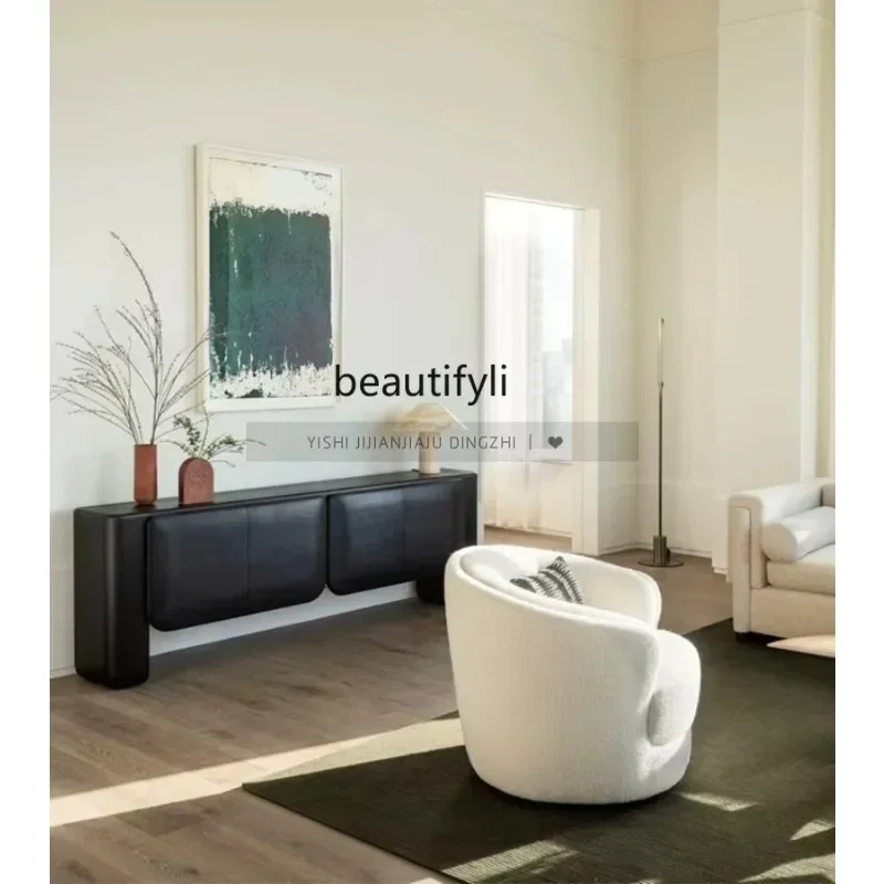 

Asmt56Italian minimalist black oak dining side tea cabinet entry door entrance entrance storage cabinet creativity
