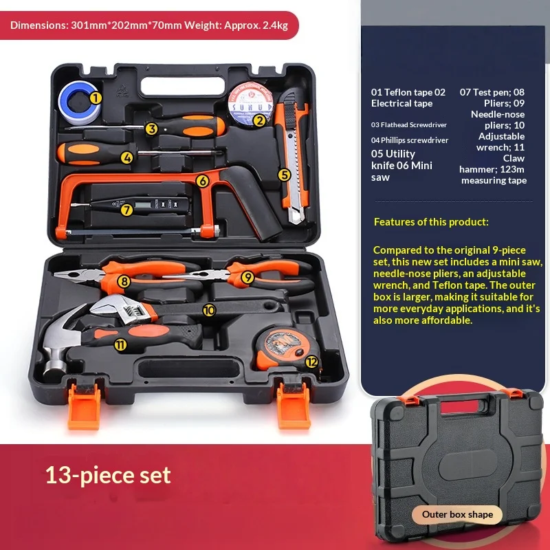 Huishoudelijke gereedschapsset, combinatie handgereedschap, reparatiegereedschap, elektricienstools, Sheik Mainland stopcontactset, zeskantmoersleutelset, handige gereedschappen, gereedschap