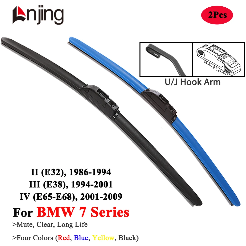 

LNJING Colorful Wiper Blades For BMW 7 Series E32 E38 E65 E66 E67 725i 735i 740i 745i 1986 1994 2000 2005 2008 Car Accessories