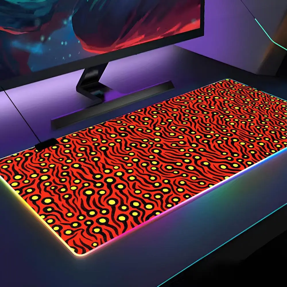 Y-Yayoi K-Kusama Art Mouse Pad RGB Backlit Mouse Pad Laptop Mouse Pad Laptop Gamer Computer Desk Gaming Accessories