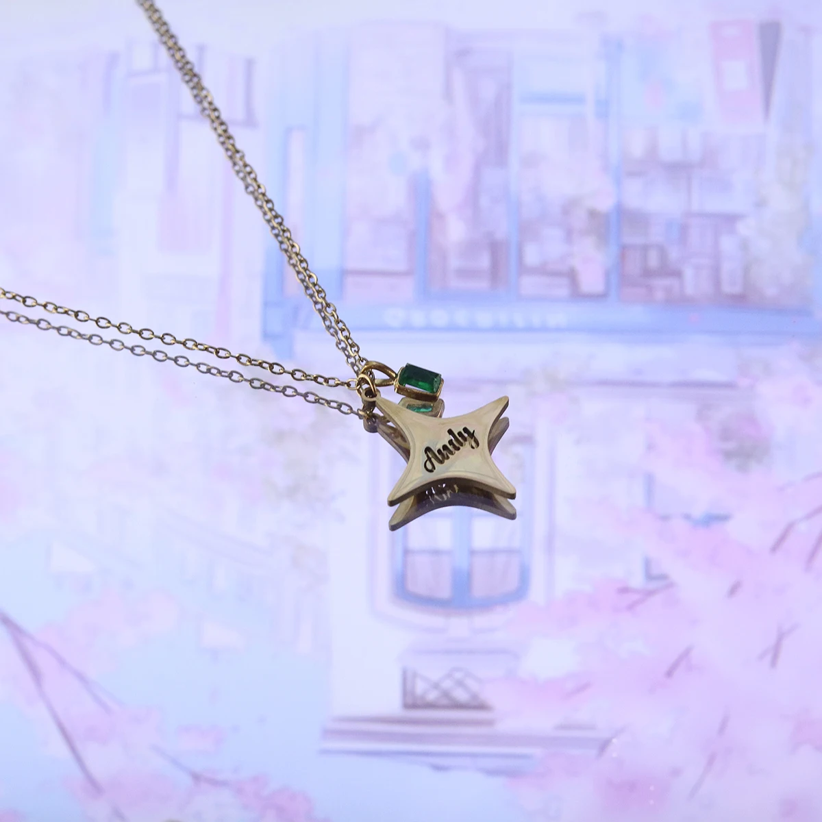 

Ожерелье Todorova с именем в виде полой звезды, золотистого цвета, с зеленым цирконом, в стиле панк, унисекс, ювелирное украшение, рождественский подарок для друга