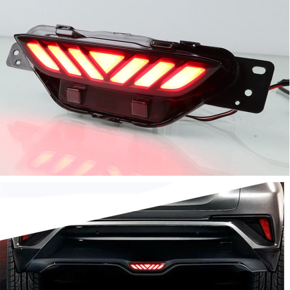 

Smoked Lens LED Rear Brake Light Bumper Indicator Fog Lamp Tail Signal Function Stop Foglight Bulb For Toyota CHR 2016-2019