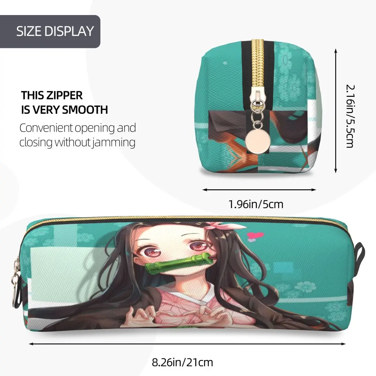 Nezuko Kamado مقلمة شيطان القاتل أنيمي مانغا القلم أكياس طالب سعة كبيرة الطلاب مدرسة التجميل قلم رصاص الحقيبة