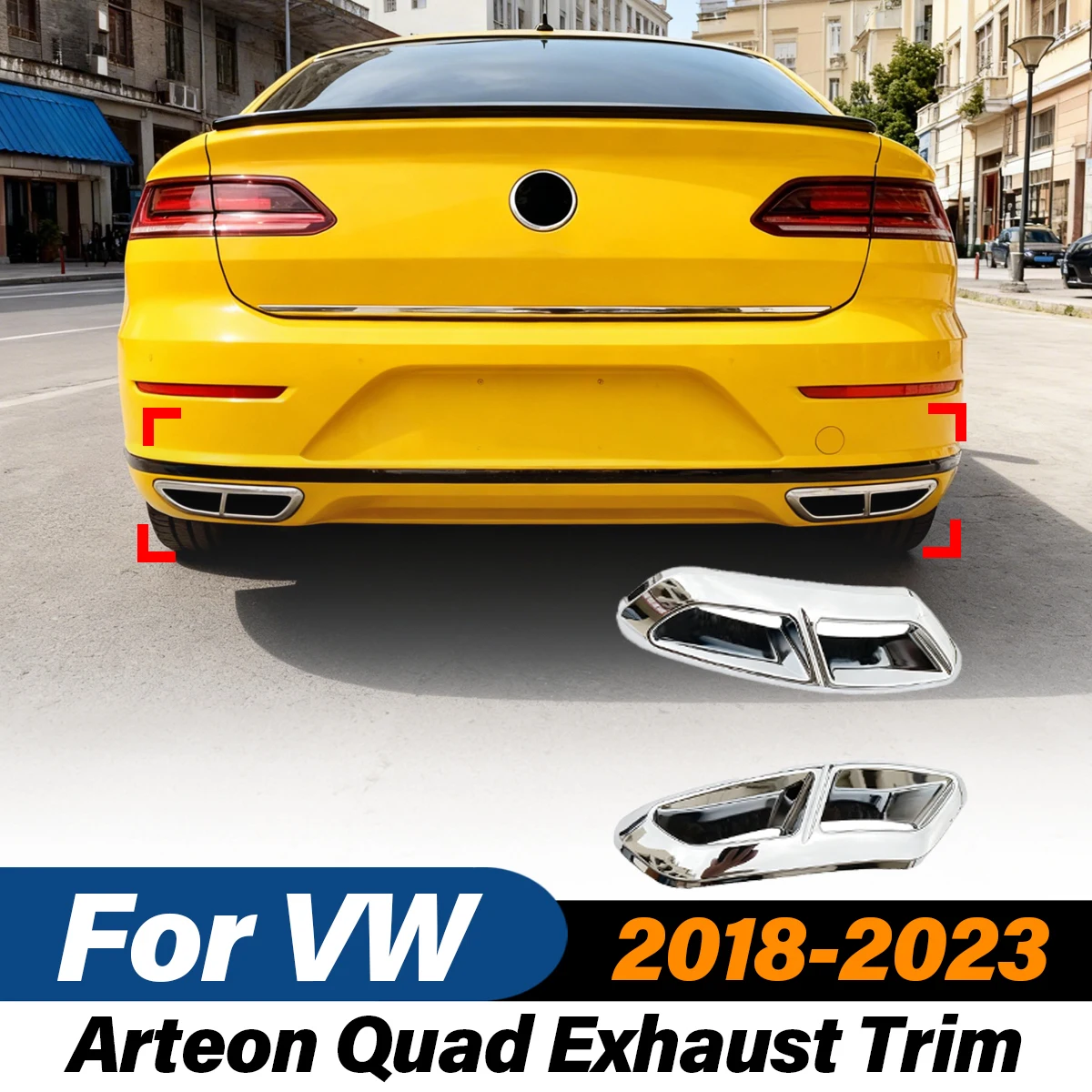 

For VW Arteon 2018 2019 2020 2021 2022 2023 Automobile Quad Exhaust Trim ABS Sports Style Rear Bumper Body Modification Kit