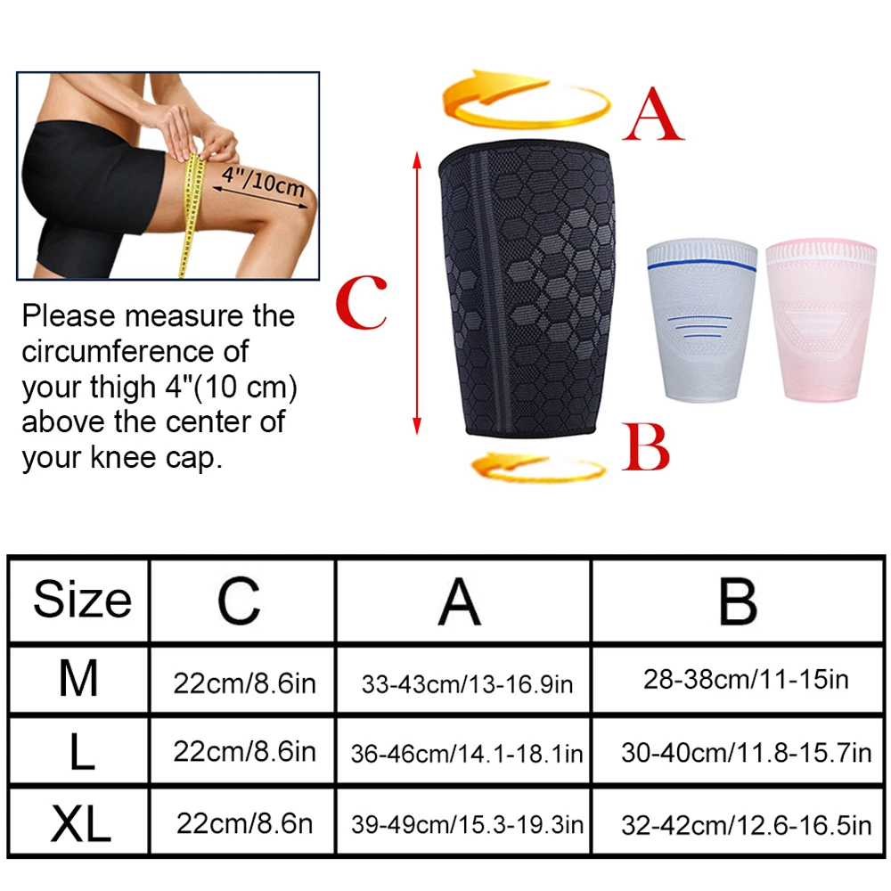 Tcare Thigh Sleeves Brace Knitted Compression Leg Sleeve Legwarmer Fitness Running Pressurized Guard Muscle Strain Protector New