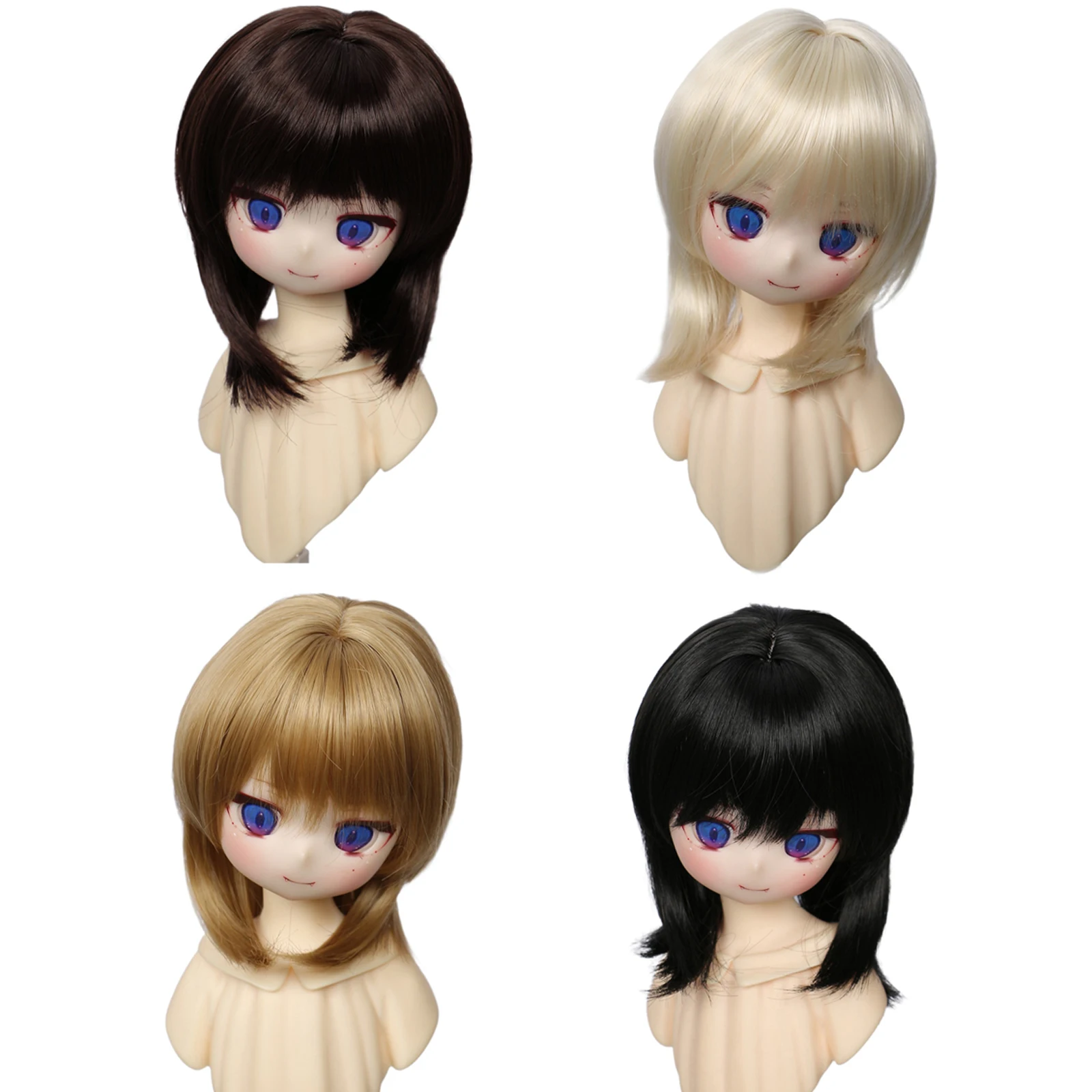 1/3 Doll's Wig for 60cm Bjd Doll Soft Silk Wolf Tail Fake Hair Head Circumference 22-24cm Dress Up Toys Doll Accessories,No Doll