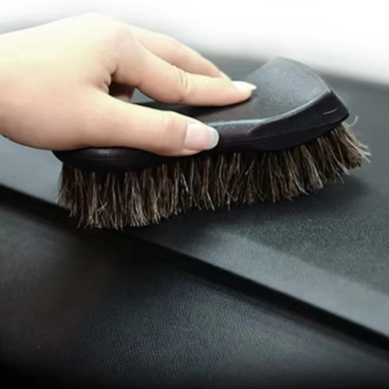 Genuine Horsehair Leather Cleaning Brush for Car Interior Detailing - Efficient Car Cleaning And Washing Tool