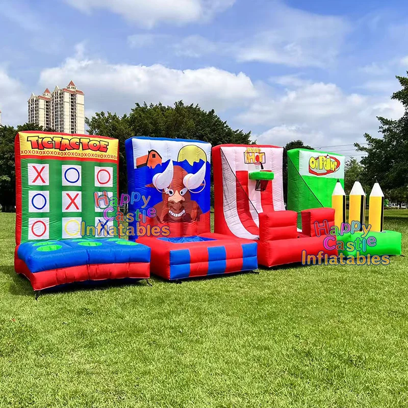 High Quality 4 In 1 Inflatable Carnival Games Inflatable Ring Toss Axe Throwing Game Inflatable Basketball Hoop Game