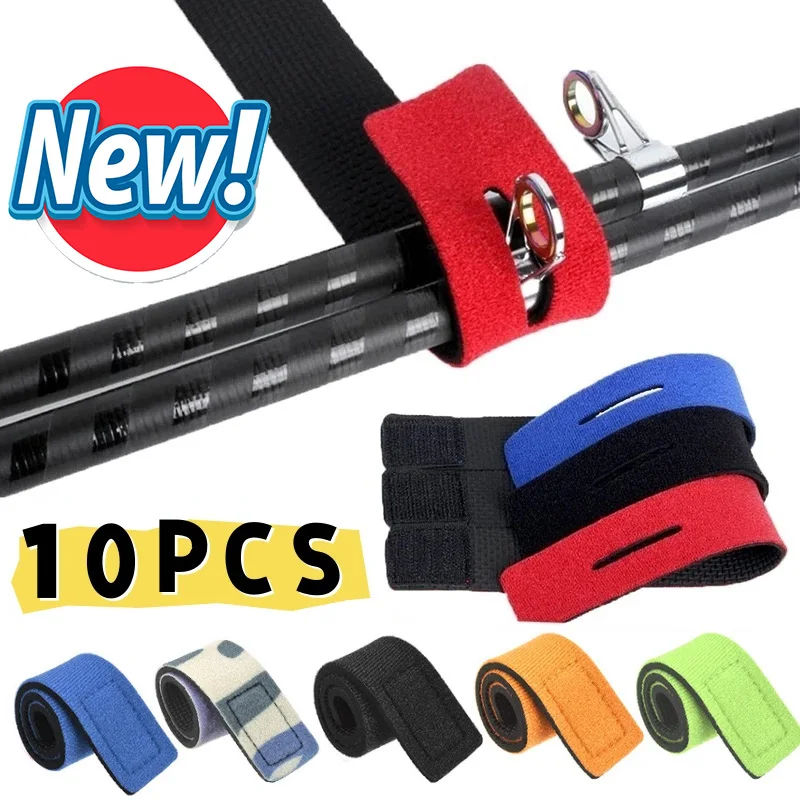 New 10/6/4PCS Fishing Rod Holder Pole Belt Outdoor Non-slip Fastener Suspenders Strap Elastic Cable Storage Tool Tie Accessories