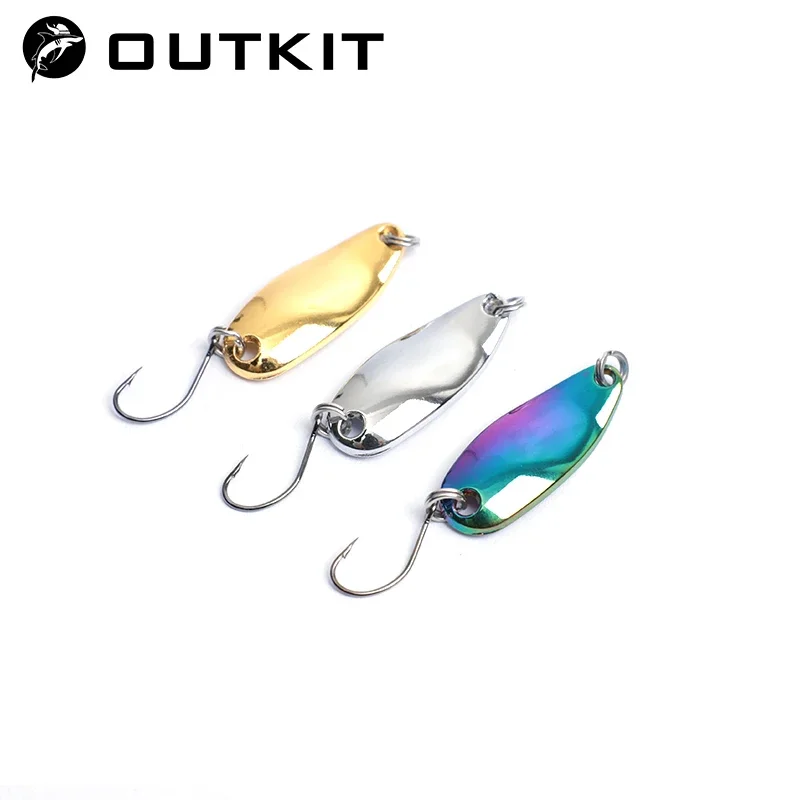 OUTKIT 1 szt. Przynęta na pstrągi/basy Spoonbait błystki łyżka szpulka sztuczna/twarda przynęta cekiny na karpia sprzęt wędkarski/woblery