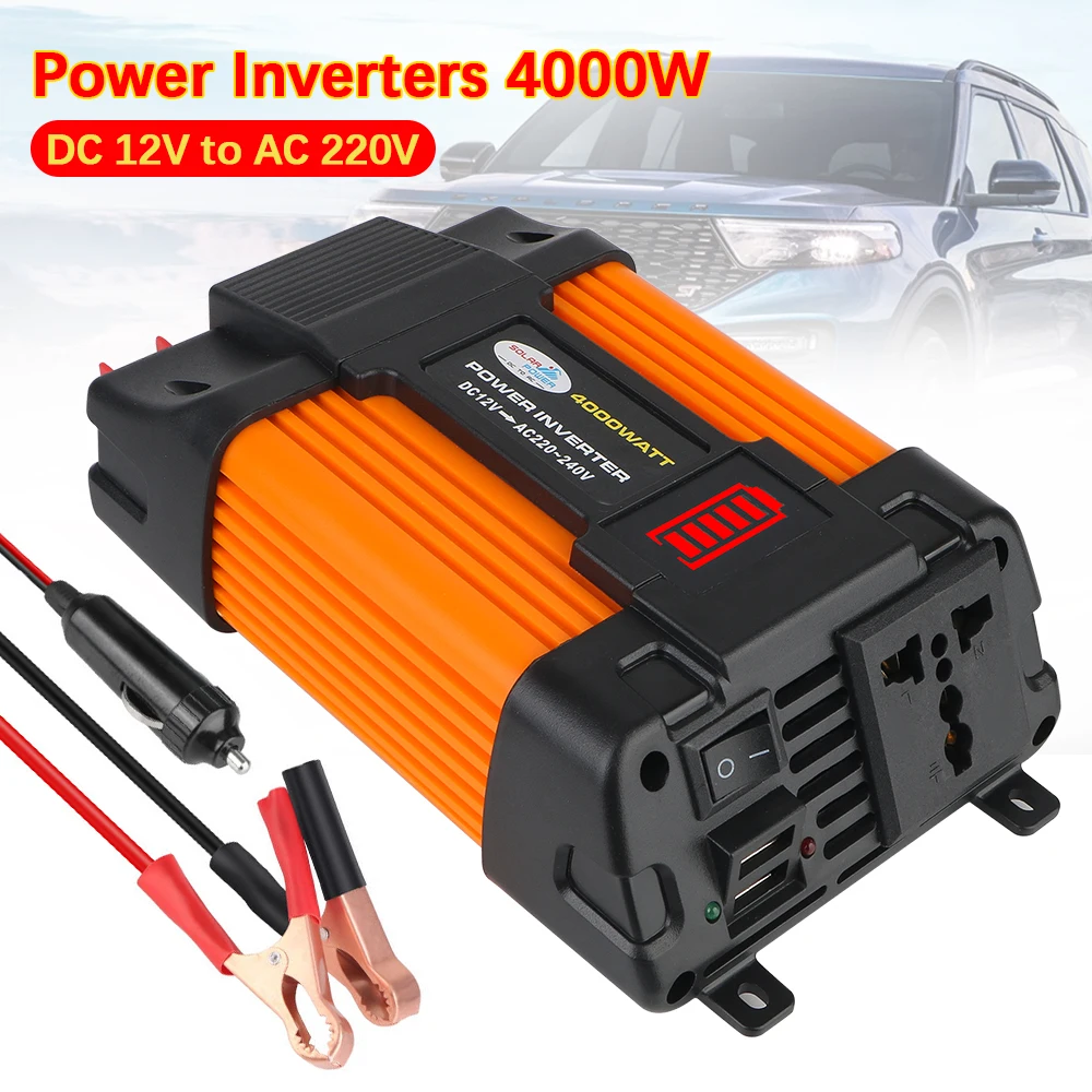 

Car Power Inverter Transformer Converter LED Voltage Capacity Display 4000W 12V To 220V Voltage Converter Adapter Inverter