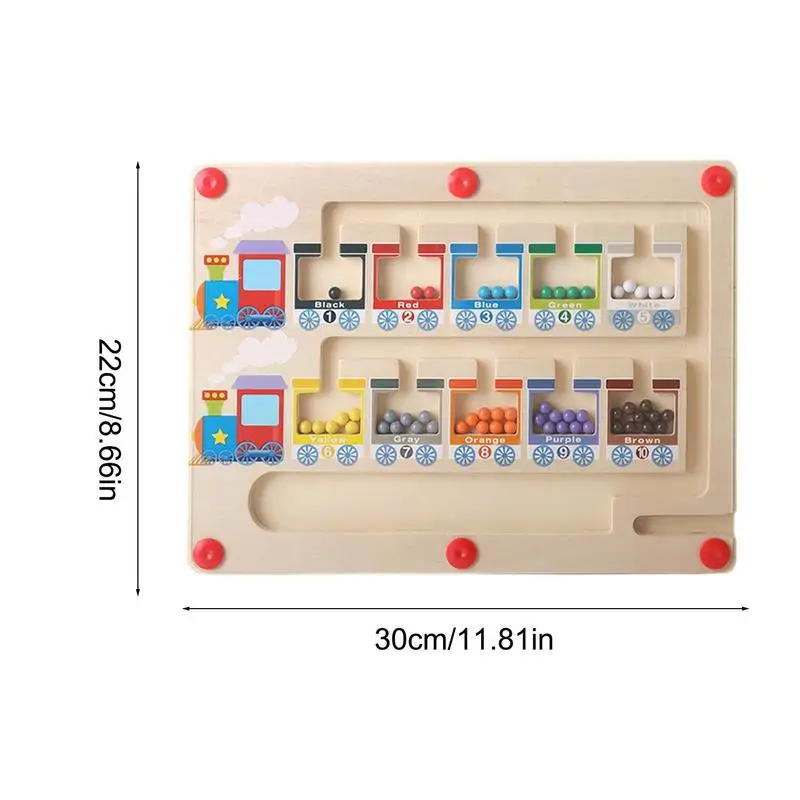 Teka-teki labirin magnetik kayu papan Puzzle Magnet Montessori papan permainan Puzzle Magnet kayu Montessori untuk belajar menghitung dan