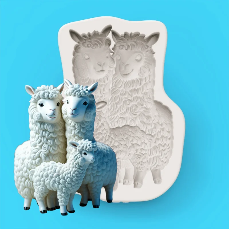 Cute Alpaca Family Silicone Baking Mold Chocolate Fondant Cake Decoration DIY Mold