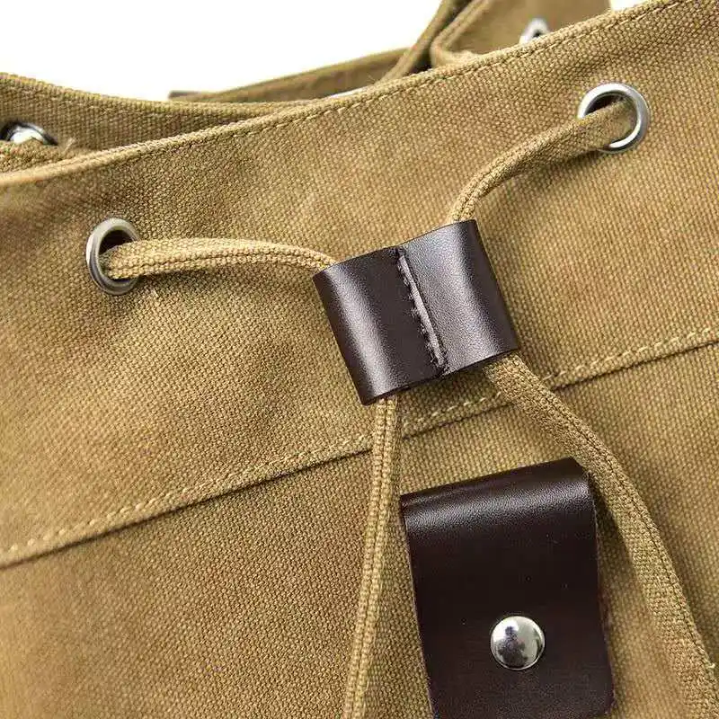 2026 mochila de lona com alças duplas, bolsa balde de grande capacidade adequada para homens e mulheres, uso de viagens casuais ao ar livre