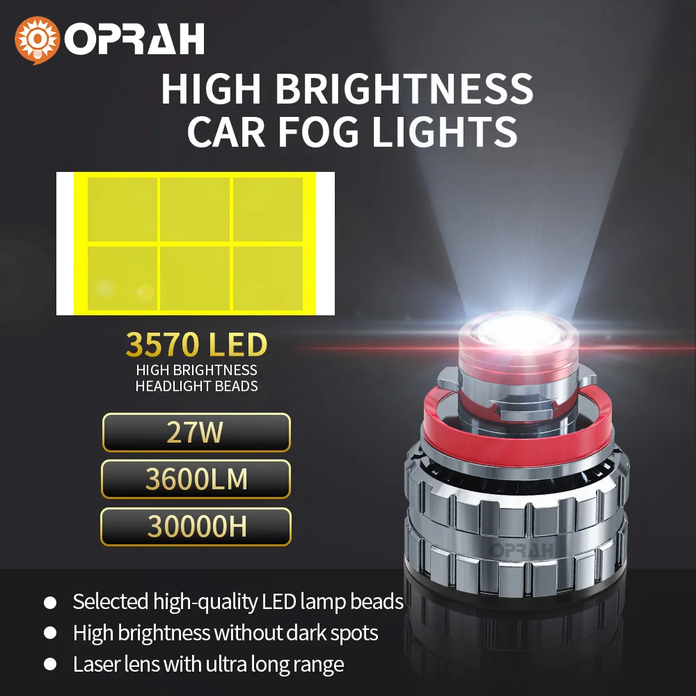 2PCS LED Laser Lens H7 H11 LED Fog Light Bulb 9005 HB3 9006 HB4 CSP 8000K 6000K 3000K Automotive Turbo Headlight Fog Lamp 12V