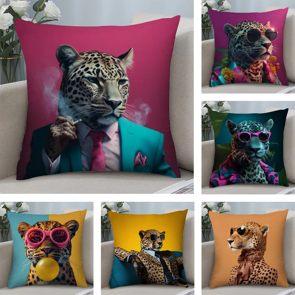 

Fashion Jaguar Leopard Animals Pillow Case Plush Fabric Soft Double Sided Print Sofa Cushion Cover Throw Pillow Covers