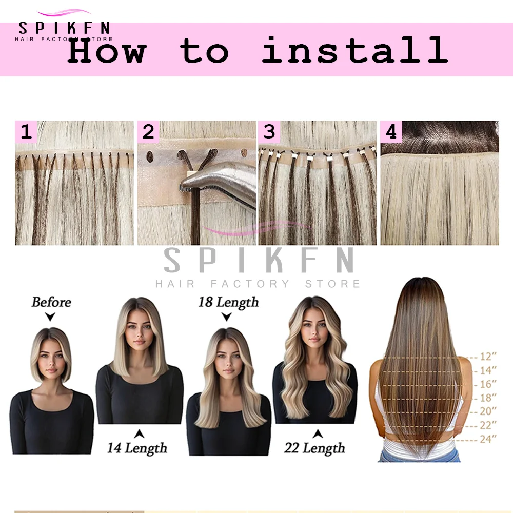 여성용 인비저블 더블 인젝션 XO 홀 웨프트 인모 헤어 익스텐션 12-24인치 내추럴 스트레이트 풀 스루 마이크로 헤어