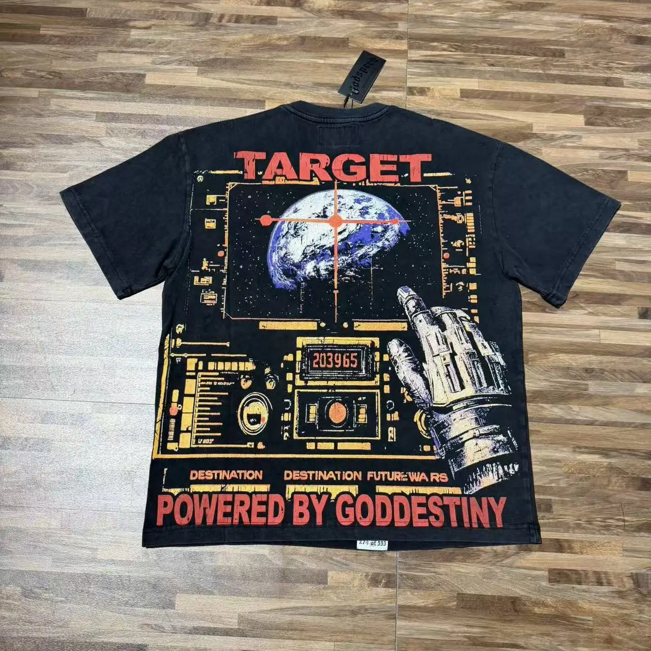Retro Robot Print American Style Cotton T-Shirt Worn-In Look Loose Fit Short Sleeve round Neck Top for Youth Citywalk Street ...