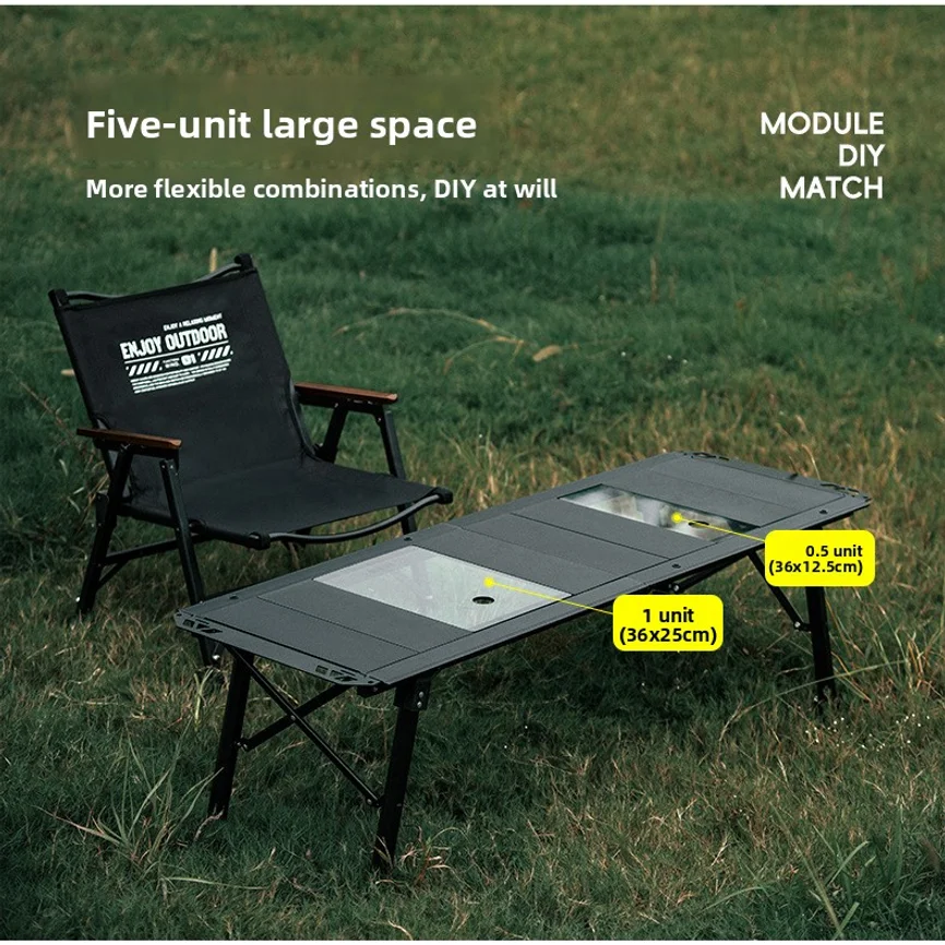 5‑Unit IGT‑Style Tactical Camping Table Fold‑Over Aluminum Modular Height‑Adjustable Splicing Outdoor Camp Desk