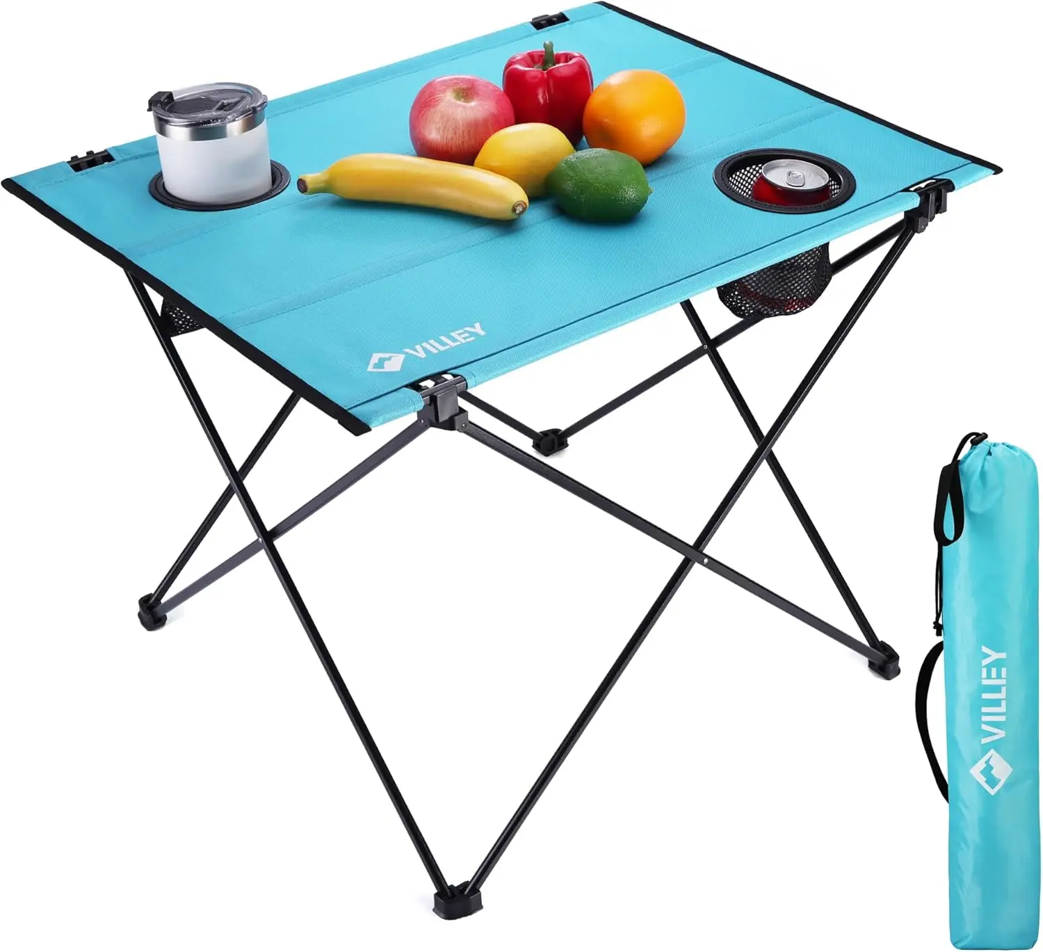 

Folding Camping Table Lightweight Portable Beach Table with 2 Cup Holders Carry Bag for Camping Beach Fishing Travel and Outdoor