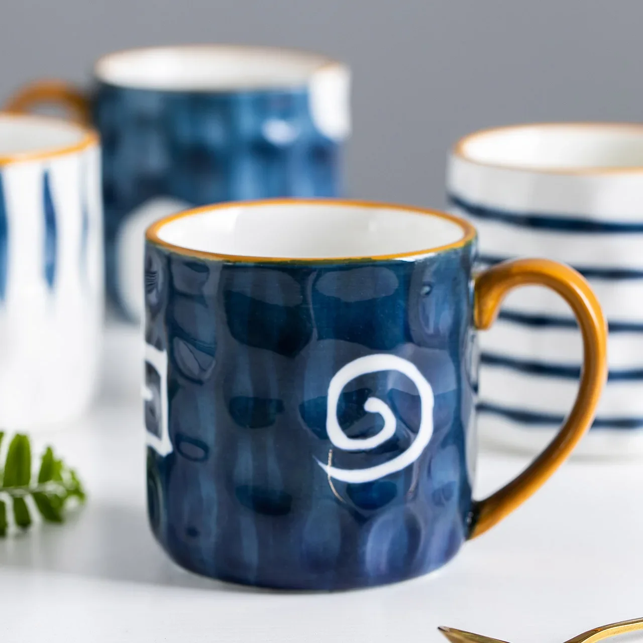 350ml Japanese Ceramic Mug Coffee Cup Underglaze Office Home Milk Bumpy Surface Handgrip Microwave Safe